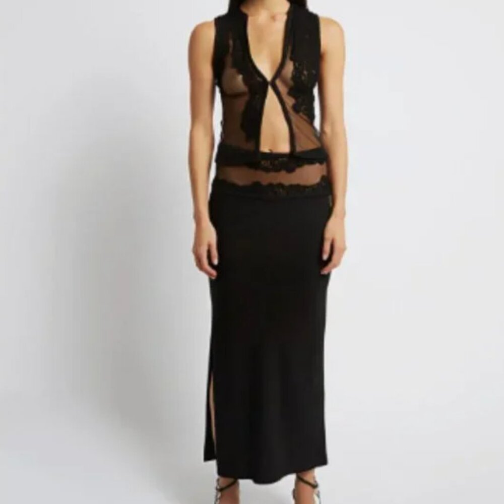 Christopher Esber Contoured Hawaiian Lace Maxi Skirt - SIZE 6AU / XS / 0